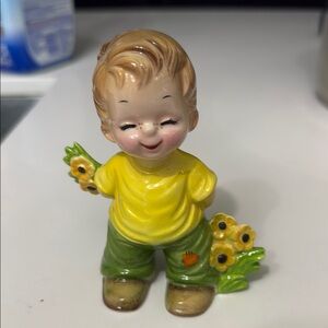 Charming Yellow and Green Ceramic Figurine